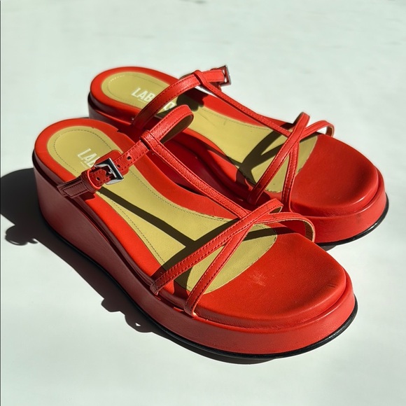 Labucq Shoes - Labucq Red Wedge Sandals